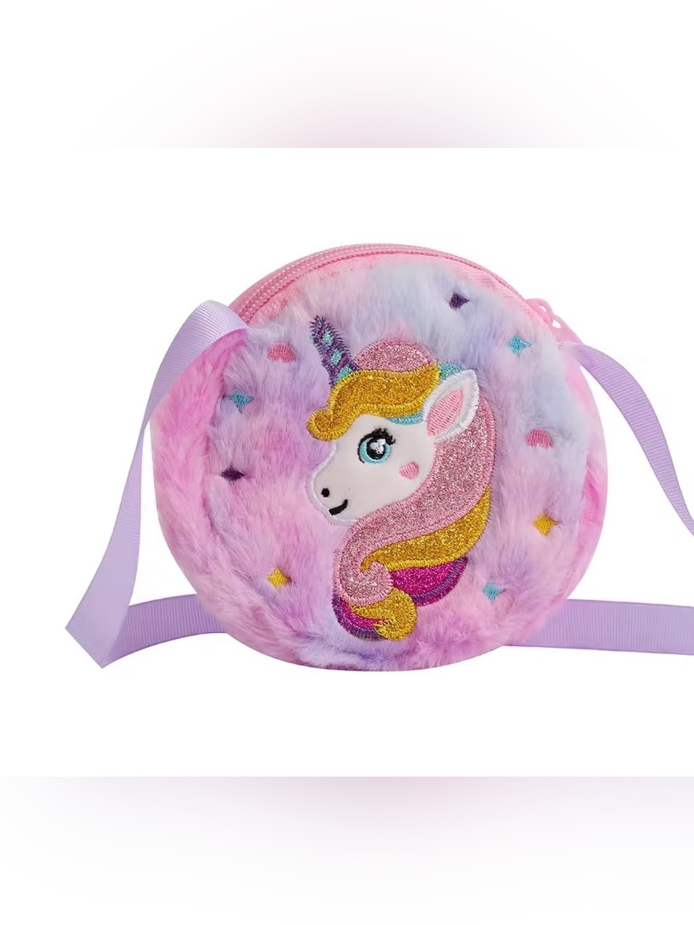 Sparkle Unicorn Plush Crossbody Bag - Pink